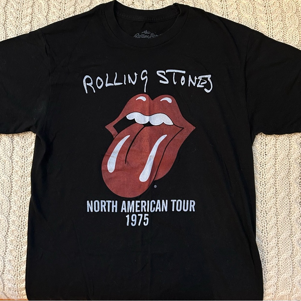 Rolling Stones 1975 Tour Black T-Shirt